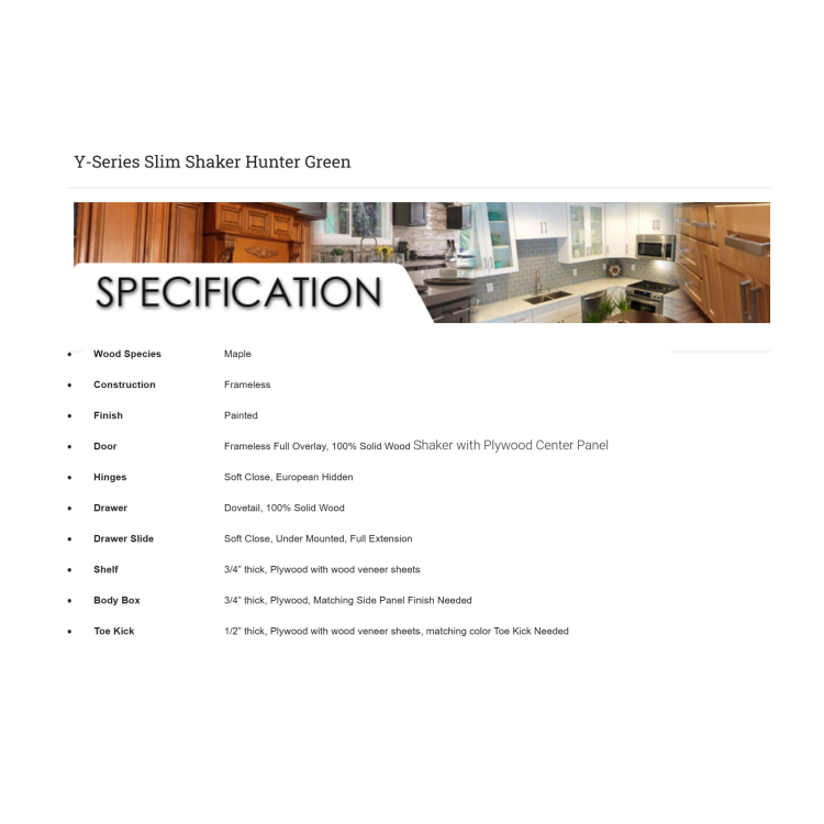 Hunter Shaker Slim Shaker Green | Modern Green Kitchen Cabinets| In Stock | Shop ...