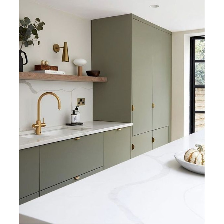 Z-Serie- Sage Green Stain - Modern Sage Green Kitchen Cabinets | Mid ...