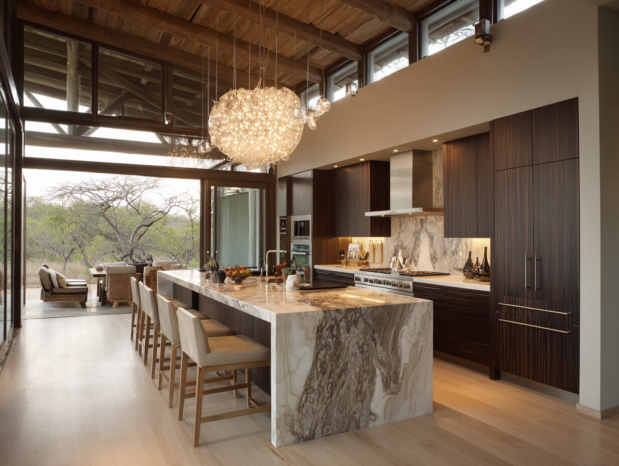 Brown Kitchen Cabinets brown Kitchen Cabinet with lighting