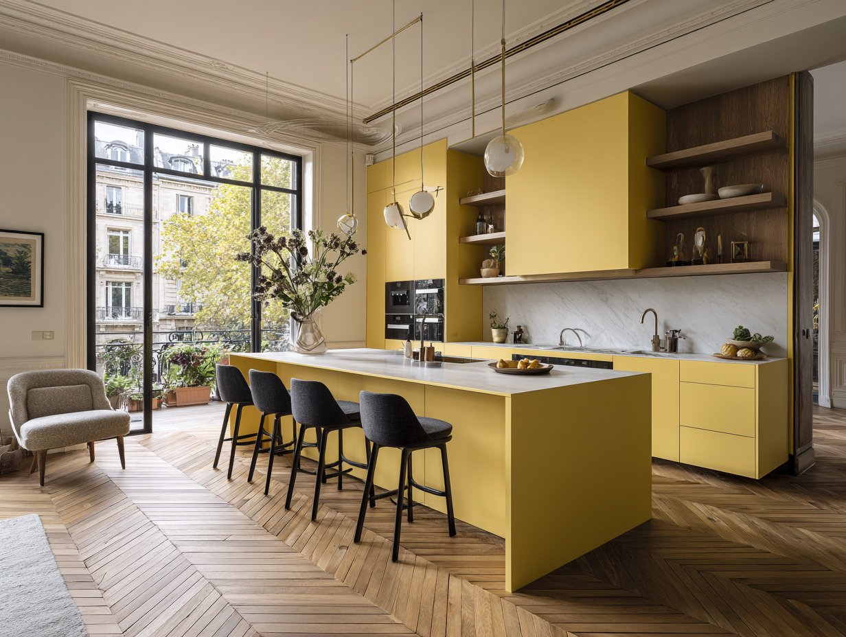 Wall for Yellow Kitchen Cabinets Wall for Yellow Kitchen Cabinets